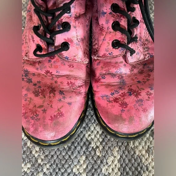 Dr Martens 1460W Pink Little Flowers Boots - Picture 7 of 11